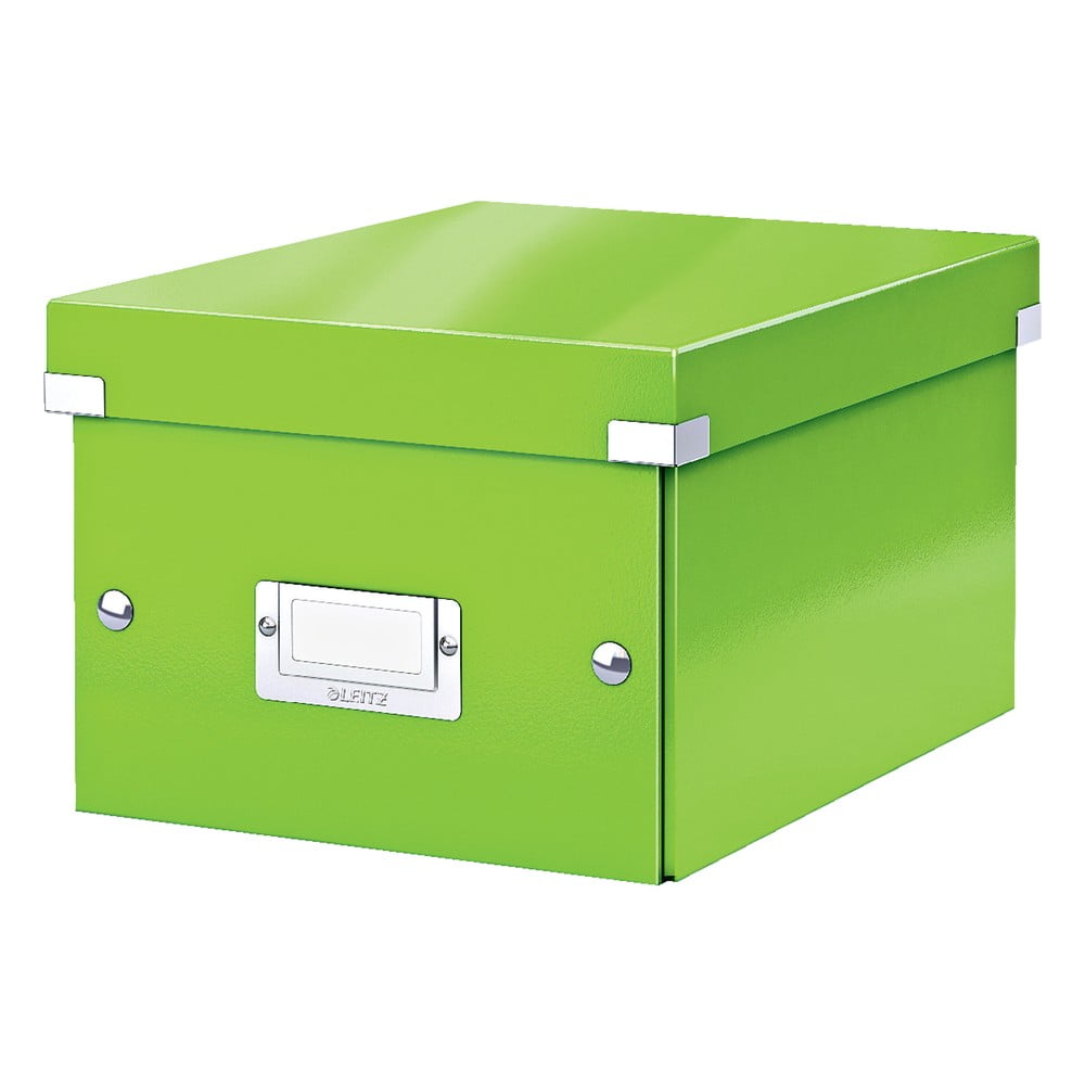 Zelený kartonový úložný box s víkem Click&Store - Leitz