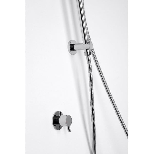 Nástěnná mosazná sprchová tyč v leskle stříbrné barvě s posuvným držákem a vývodem vody  76 cm Daniela – Sapho-image-2