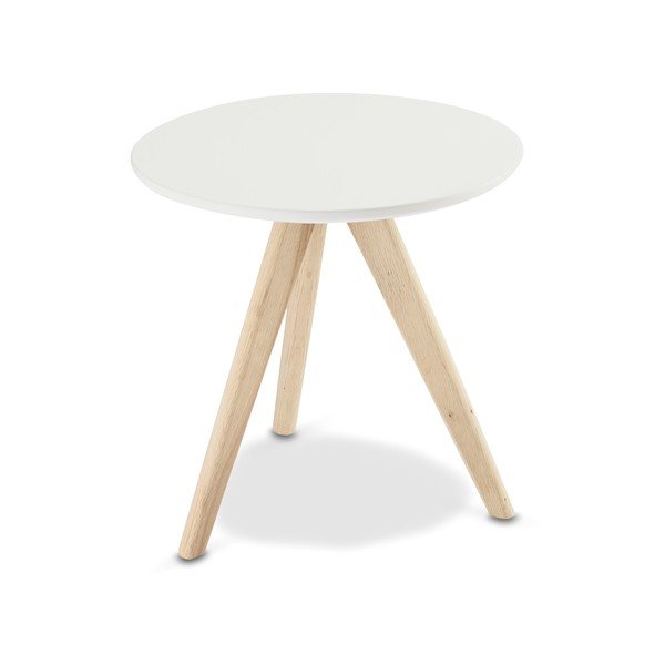 Bílý konferenční stolek s nohami z dubového dřeva Furnhouse Life, Ø 40 cm-image-2