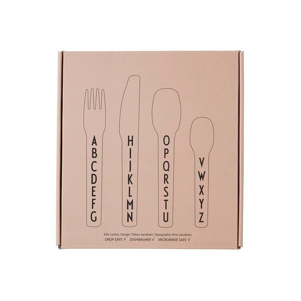 4dílná sada růžových dětských příborů Design Letters-image-2