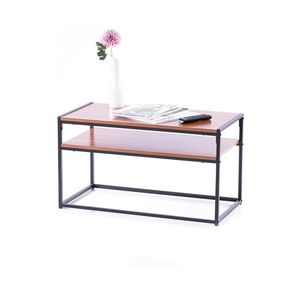 Hnědý konferenční stolek s deskou v dekoru ořechového dřeva 40x80 cm Pjan – Homede-image-3