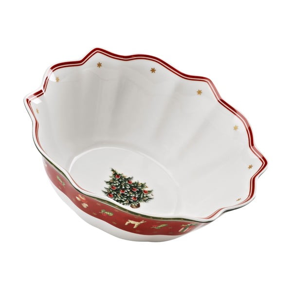 Bílo-červená porcelánová vánoční mísa Toy's Delight Villeroy&Boch, ø 32 cm