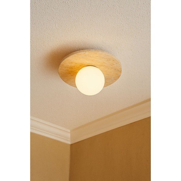 Béžové kamenné stropní svítidlo se skleněným stínidlem ø 12 cm Hilde – Opviq lights-image-1