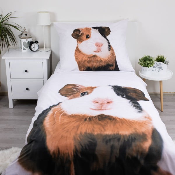 Bílé bavlněné dětské povlečení na jednolůžko 140x200 cm Guinea Pig – Jerry Fabrics-image-1