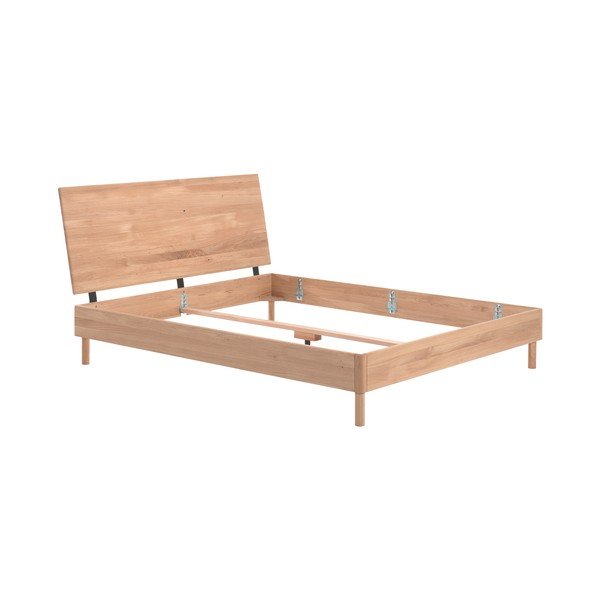 Dvoulůžková postel z dubového dřeva bez roštu 160x200 cm v přírodní barvě Forrest – Vipack-image-2