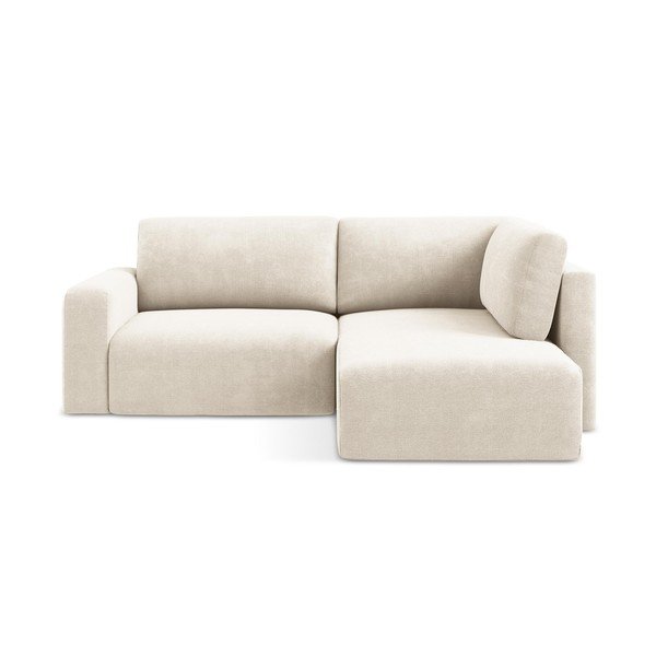 Krémová žinylková rozkládací/s úložným prostorem rohová pohovka (pravý roh/do L) Kona – Makamii