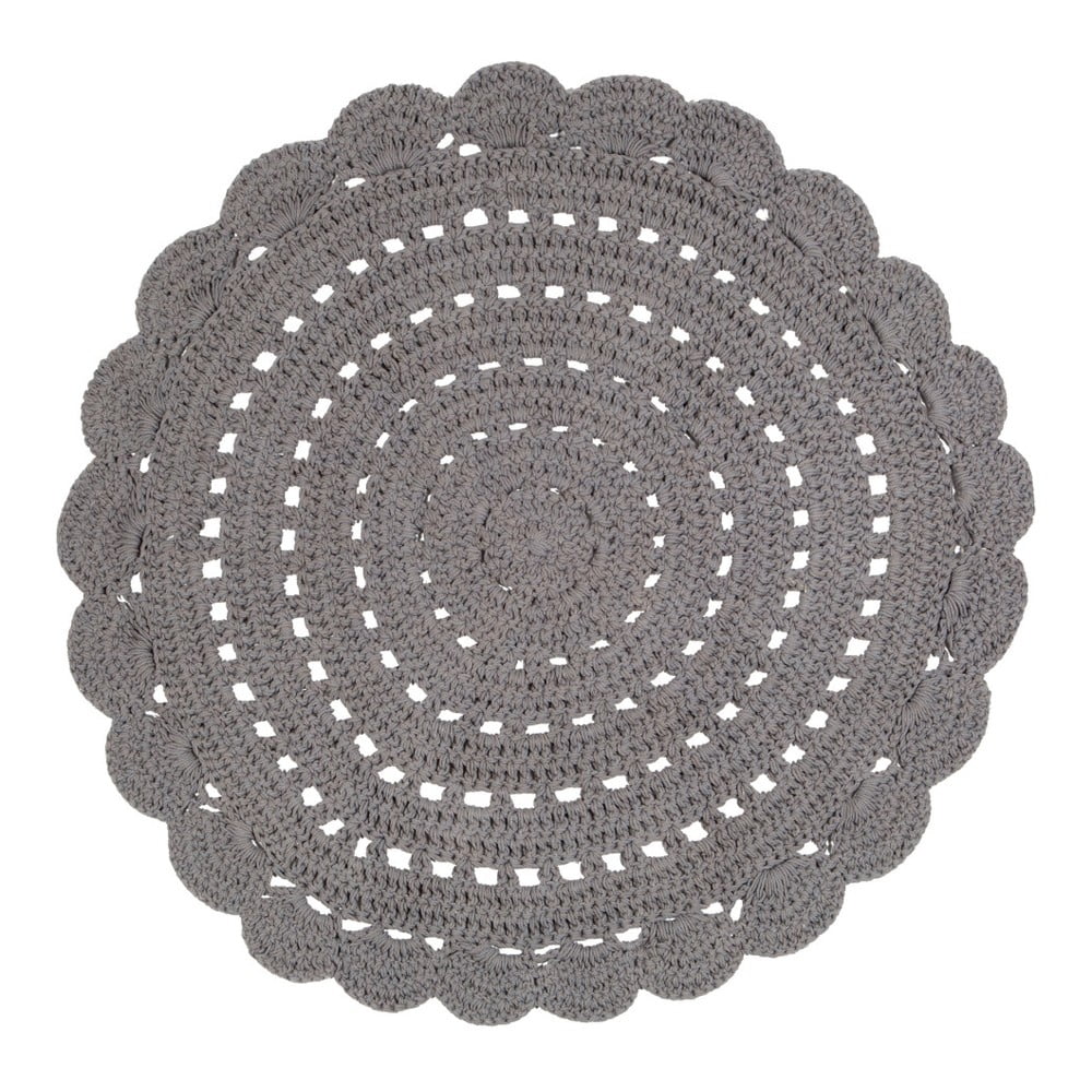 Šedý ručně háčkovaný bavlněný koberec Nattiot Alma, ⌀ 120 cm