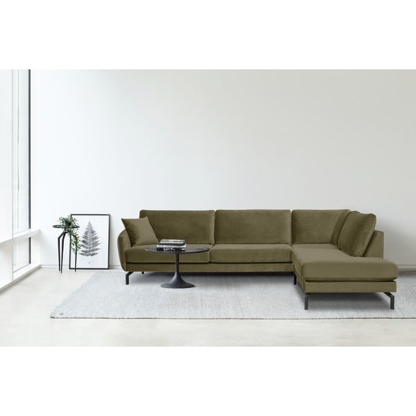 Zelená sametová rohová pohovka (pravý roh) Magic - Scandic-image-1