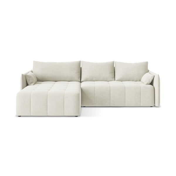 Béžová rozkládací/s úložným prostorem rohová pohovka (levý roh/s lenoškou) Moku – Makamii