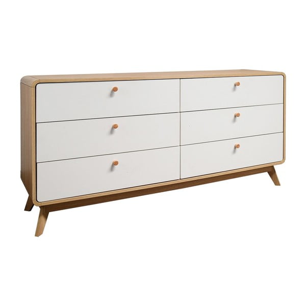 Nízká komoda v dekoru dubu v bílo-přírodní barvě 150x74 cm Caitlin – Støraa-image-4