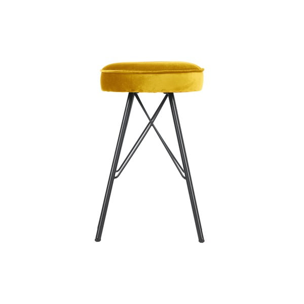 Žlutá barová stolička se sametovým potahem WOOOD, výška 53 cm