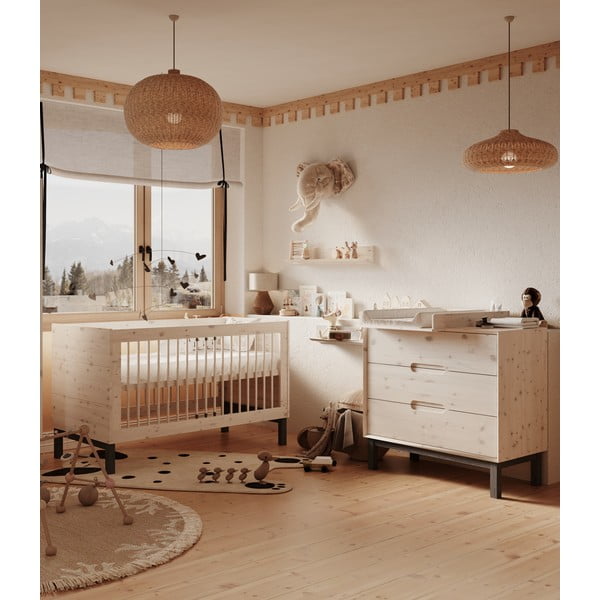 Bílá nízká dětská komoda z borovicového dřeva 100x91 cm Country – Pinio-image-1