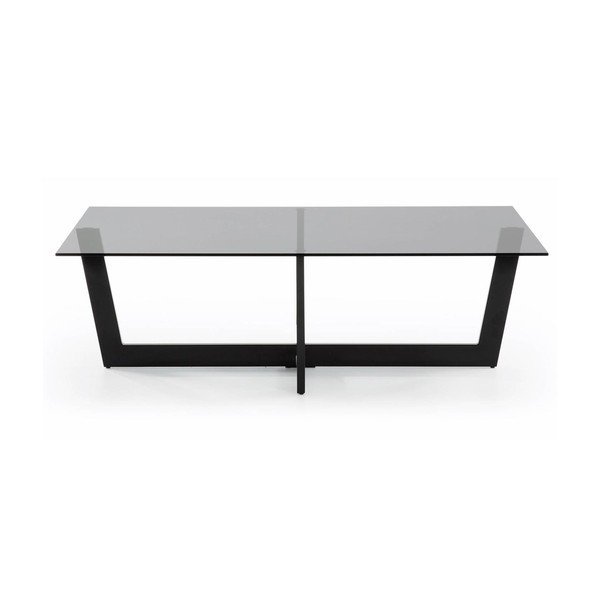 Černý konferenční stolek se skleněnou deskou 70x120 cm Plam – Kave Home