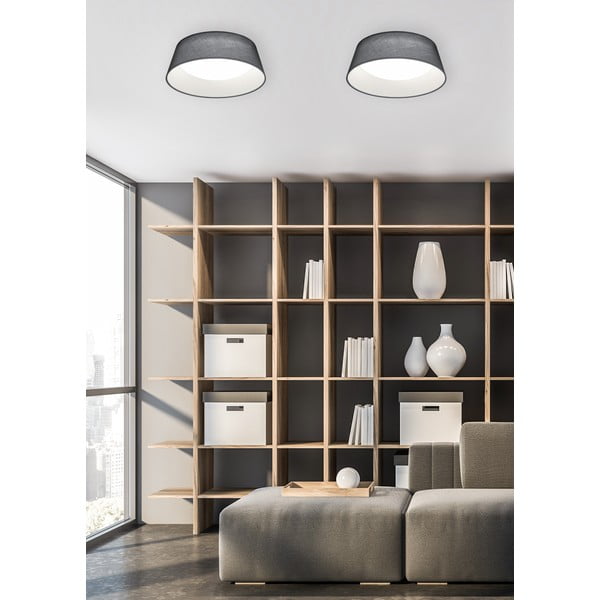 Černé LED stropní svítidlo s textilním stínidlem Ponts – Trio-image-1