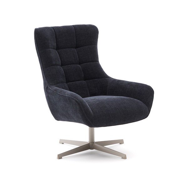 Otočné žinylkové křeslo šedomodré Teryl – Kave Home-image-1