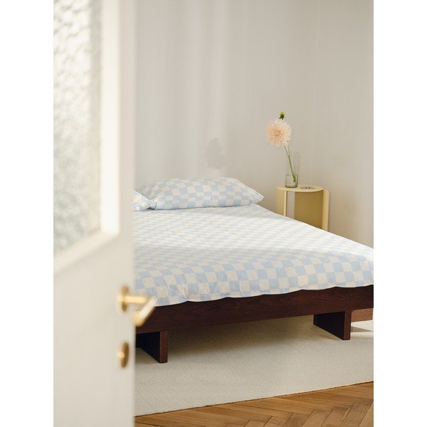 Světle modrý/krémový povlak na peřinu na jednolůžko z bavlněného saténu 140x200 cm Plu – noo.ma-image-4