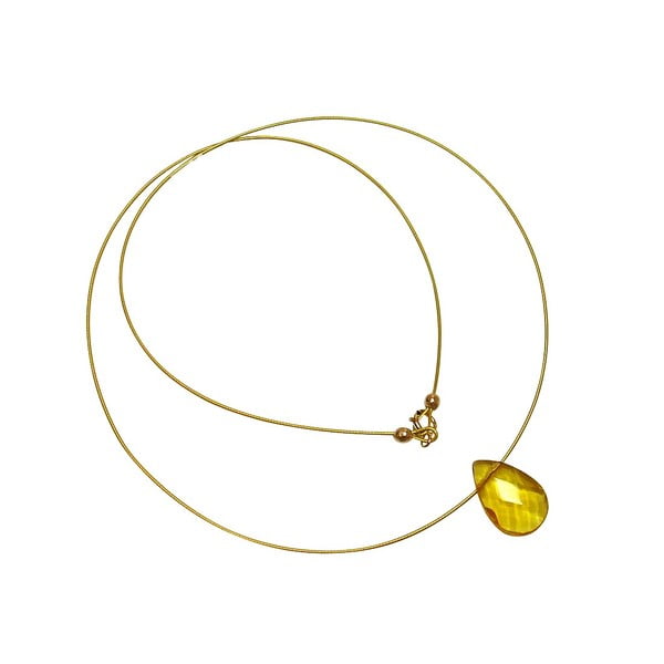 Zlatý náhrdelník Citrine Teardrop (citrín)