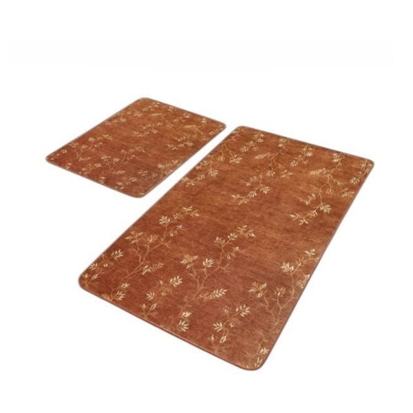 Hnědé sametové koupelnové předložky v sadě 2 ks 60x100 cm – Mila Home