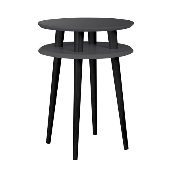 Grafitově šedý příruční stolek s černými nohami Ragaba UFO, Ø 45 cm