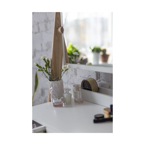 Bílý toaletní stojan s šuplíkem a zrcadlem Ragaba Leno-image-2