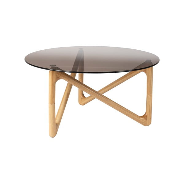 Kulatý konferenční stolek se skleněnou deskou v přírodní barvě ø 80 cm Naia – Dutchbone