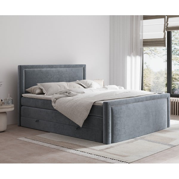 Tmavě šedá boxspring postel s úložným prostorem 160x200 cm Lavenda – Maison de Rêve-image-1