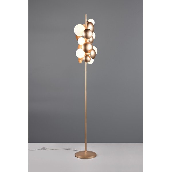 Stojací lampa se skleněným stínidlem ve zlato-bílé barvě (výška 155 cm) Bubble – Trio Select-image-2