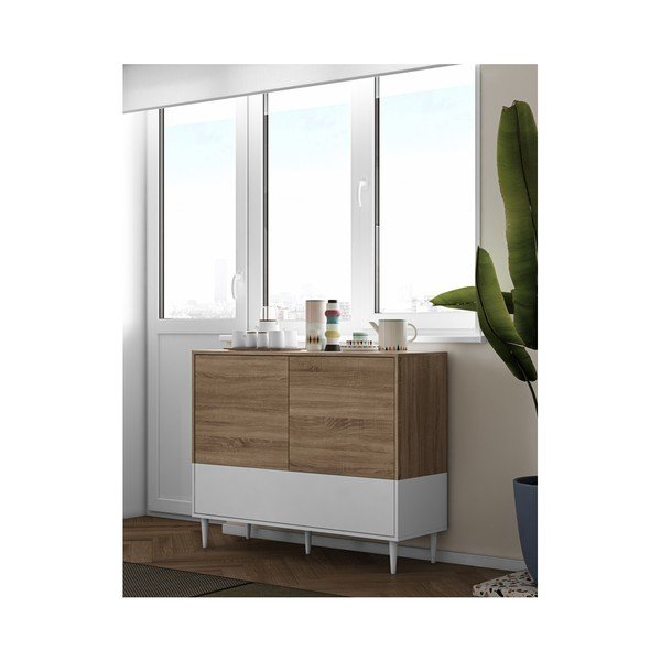 Nízká komoda s dvířky v dekoru dubu TemaHome Horizon-image-3