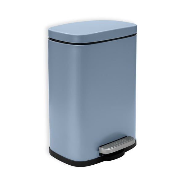 Světle modrý nášlapný ocelový odpadkový koš 5 l   Akira – Spirella