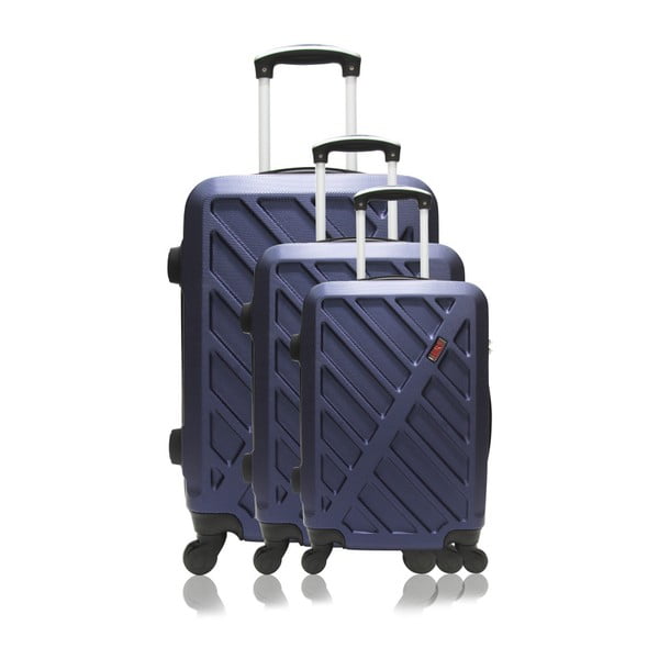 Sada 3 tmavě modrých cestovních kufrů na kolečkách Hero Roma