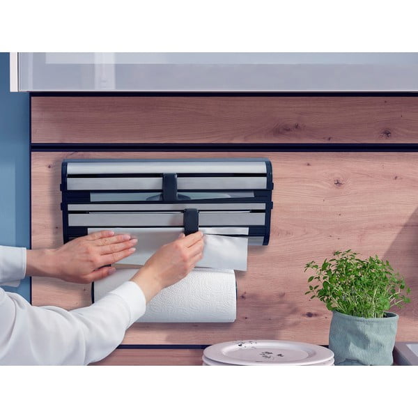 Nástěnný kovový držák na fólie a papírové utěrky ve stříbrné barvě Parat Royal – LEIFHEIT-image-2