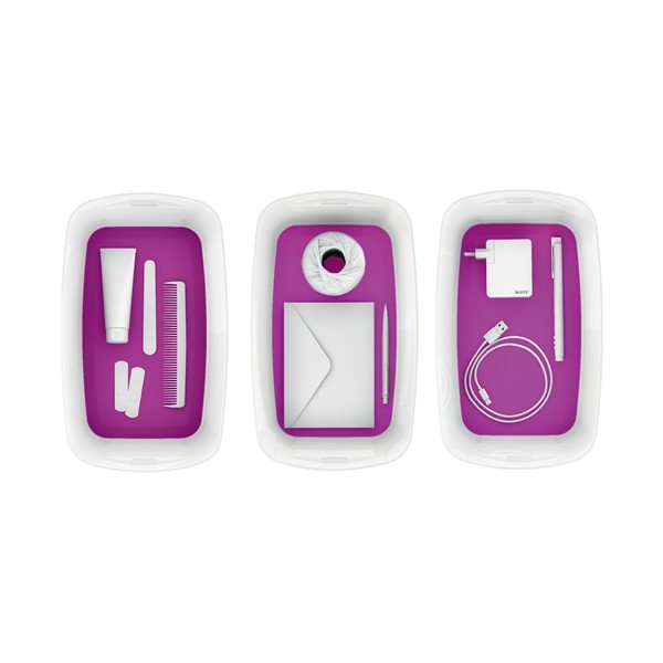 Bílo-fialový úložný box s víkem Leitz Office, objem 5 l-image-2