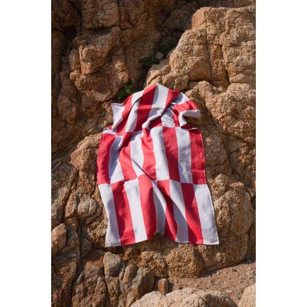 Červená/světle modrá bavlněná plážová osuška 100x160 cm Su – noo.ma-image-3