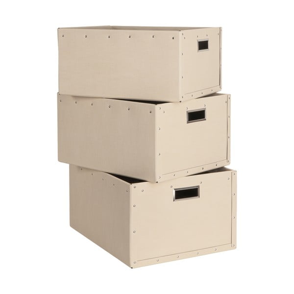 Béžové kartonové úložné boxy v sadě 3 ks Ture – Bigso Box of Sweden