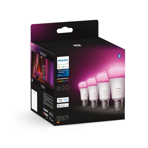 LED smart žárovky v sadě 4 ks E27, 9 W White and color ambiance – Philips Hue-image-2