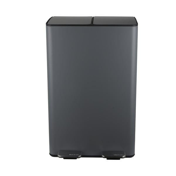 Tmavě šedý ocelový odpadkový koš 2x30 l na tříděný odpad/nášlapný   Aliya – Spirella-image-4