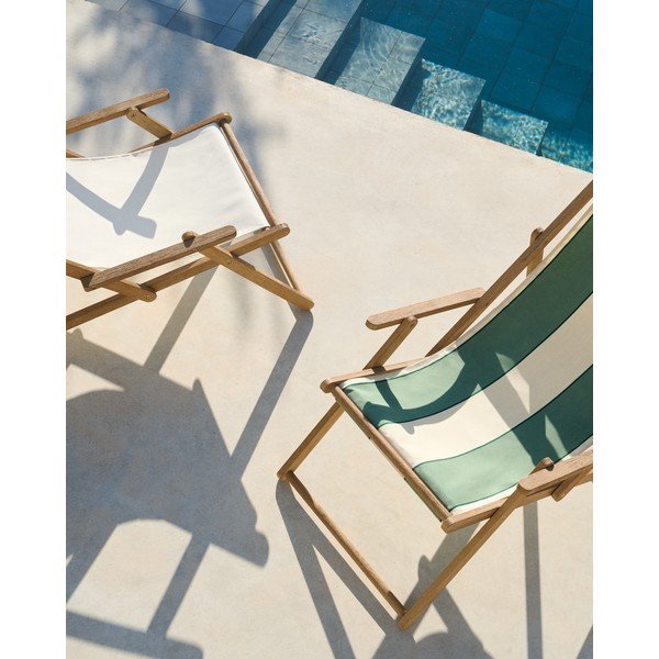 Zelené dřevěné zahradní lehátko Vilara – Kave Home-image-3