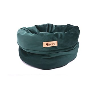 Tmavě zelený sametový pelíšek ø 40 cm Basket Royal - Petsy