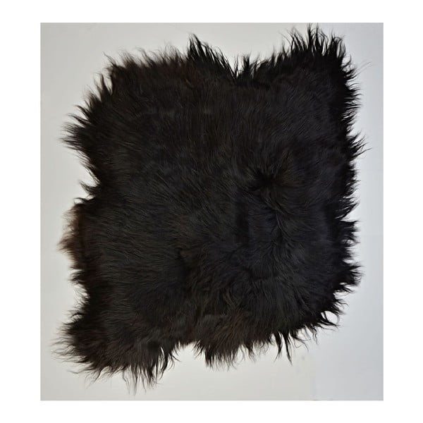 Tmavý kožešinový koberec s dlouhým chlupem, 90 x 80 cm-image-1