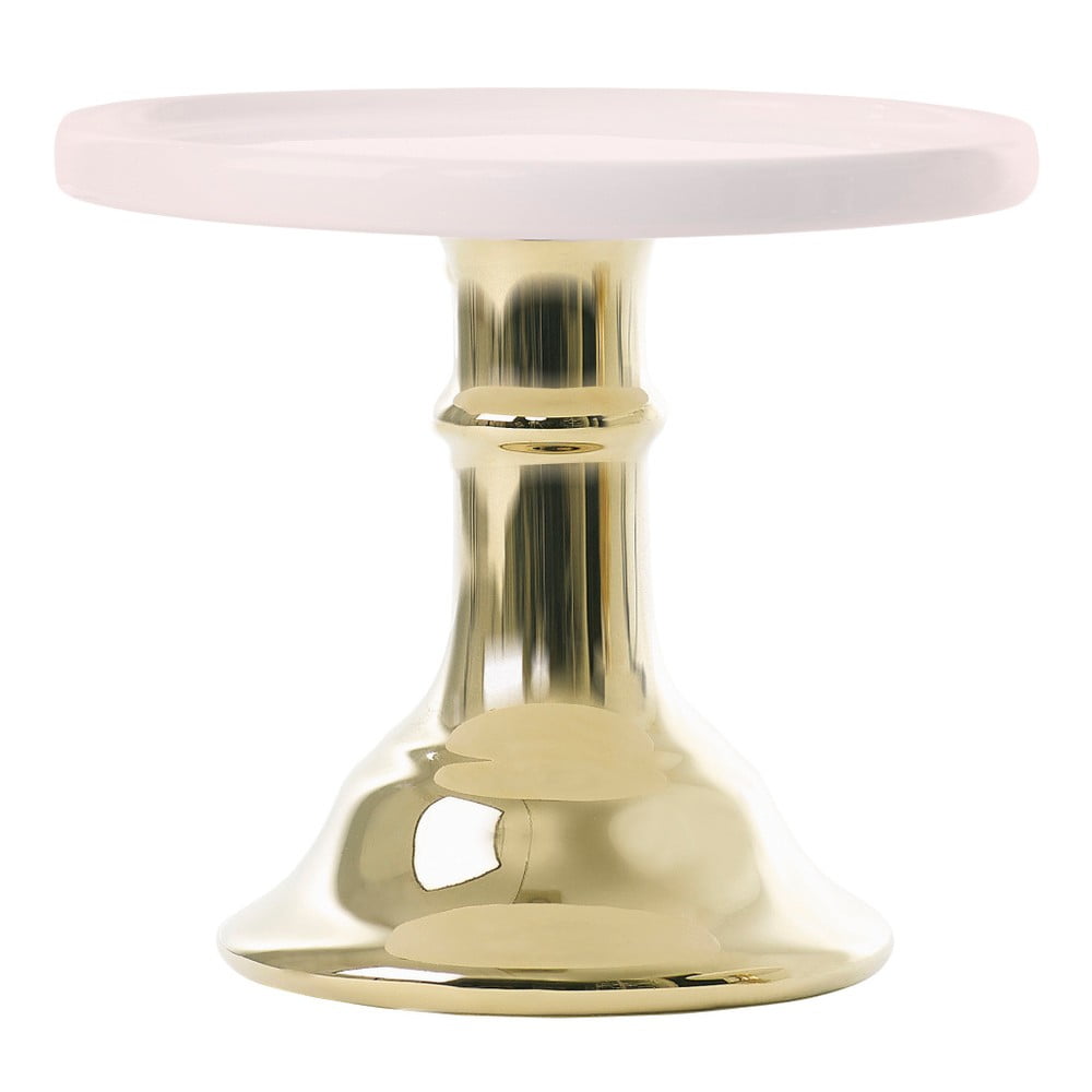 Růžovo-zlatý keramický podnos na dort Miss Étoile, ø 15,5 cm