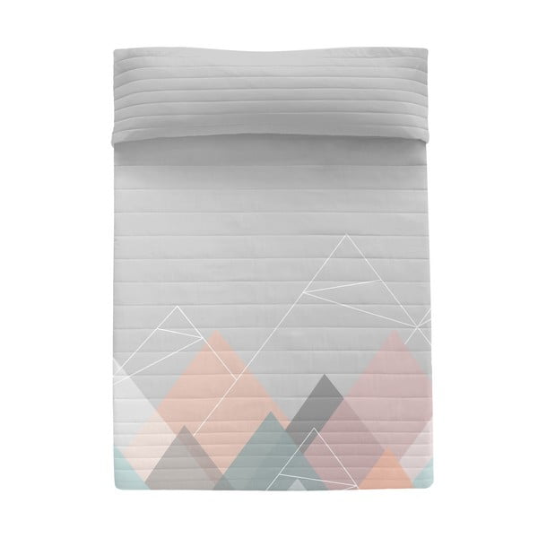 Růžovo-šedý bavlněný prošívaný přehoz 240x260 cm Range – Blanc