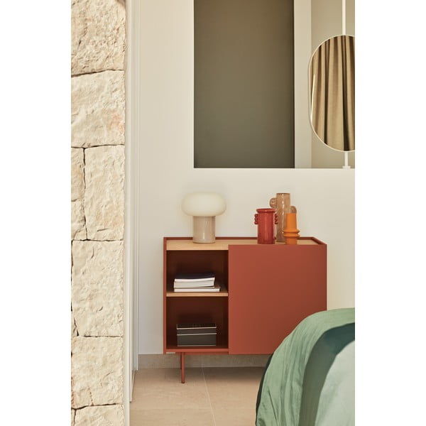 Nízká komoda v dekoru dubu v cihlovo-přírodní barvě 90x78 cm Otto – Teulat-image-1