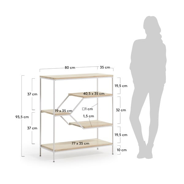 Menší bílá knihovna s policemi z mangového dřeva Kave Home Pyke-image-4