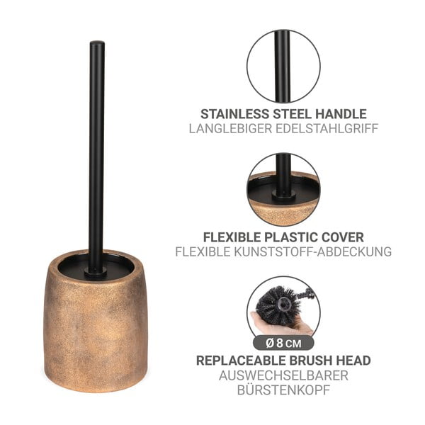 Keramická WC štětka v bronzové barvě Tremea – Wenko-image-3