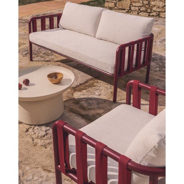 Červený/béžový hliníkový zahradní lounge set pro 4 osoby Omala – Kave Home-image-2