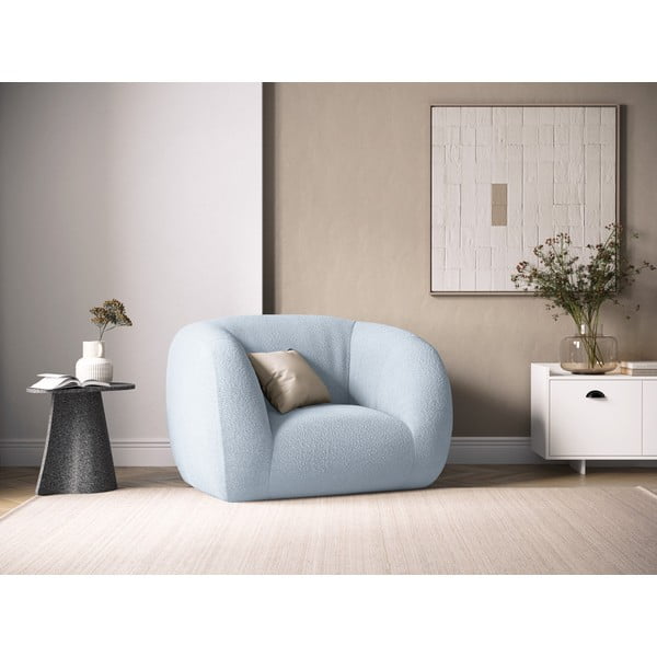 Světle modré křeslo z textilie bouclé Essen – Cosmopolitan Design-image-1