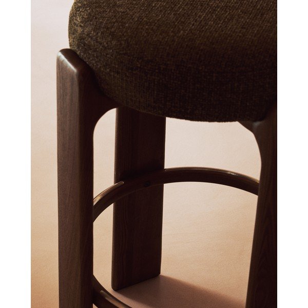 Zelená/v tmavě přírodní barvě barová stolička z jasanového dřeva (výška sedáku 75 cm) Granite – Kave Home-image-4