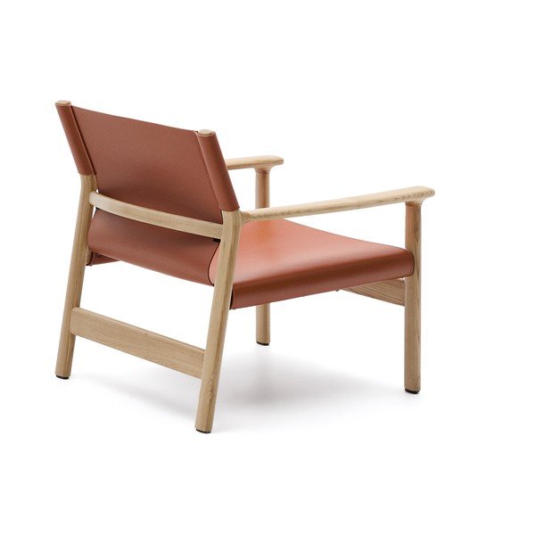 Koňakově hnědé kožené křeslo Jan – Kave Home-image-4