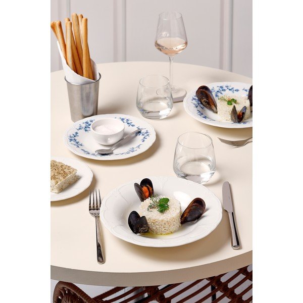 Bílý/modrý hluboký  porcelánový talíř ø 23,5 cm Retro – BonBistro-image-3