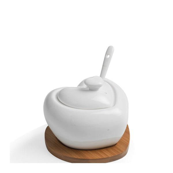 Porcelánová cukřenka se lžičkou a bambusovým podtáckem Brandani Heart-image-3